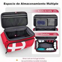 Mancro Bolsa de Primeros Auxilios Vacia Botiquin de Emergencia Portatil con Multiples Bolsillos y Organizador para Paramedicos Viaje Camping y Hogar Rojo - como en la foto - Ver 4