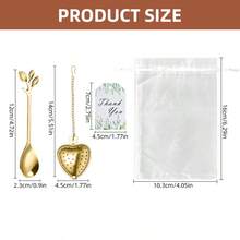 4/20/40/100 Pcs Stainless Steel Creative Gift Set, Tea Spoon, Heart-Shaped Tea Strainer, Thank You Card And Transparent Gift Bag, Wedding/Birthday/Party Favors, Wedding Supplies, Gift Set, Wedding/Party Thanksgiving/Anniversary Novelty Gift, Tea Party Gift, Dishwasher , Gold/Silver Stainless Steel Cutlery Set - Wedding Gift Sets - View 4