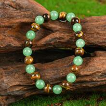 1pc Money Attraction Bracelet With Green Tiger Eye - Blue Friendship Bracelet Beaded Jewelry Protection Bracelet Encouragement Gift Fashion Artificial Bracelet Of The Day Colorblock Beaded Crystal Bracelet - A - 查看 5