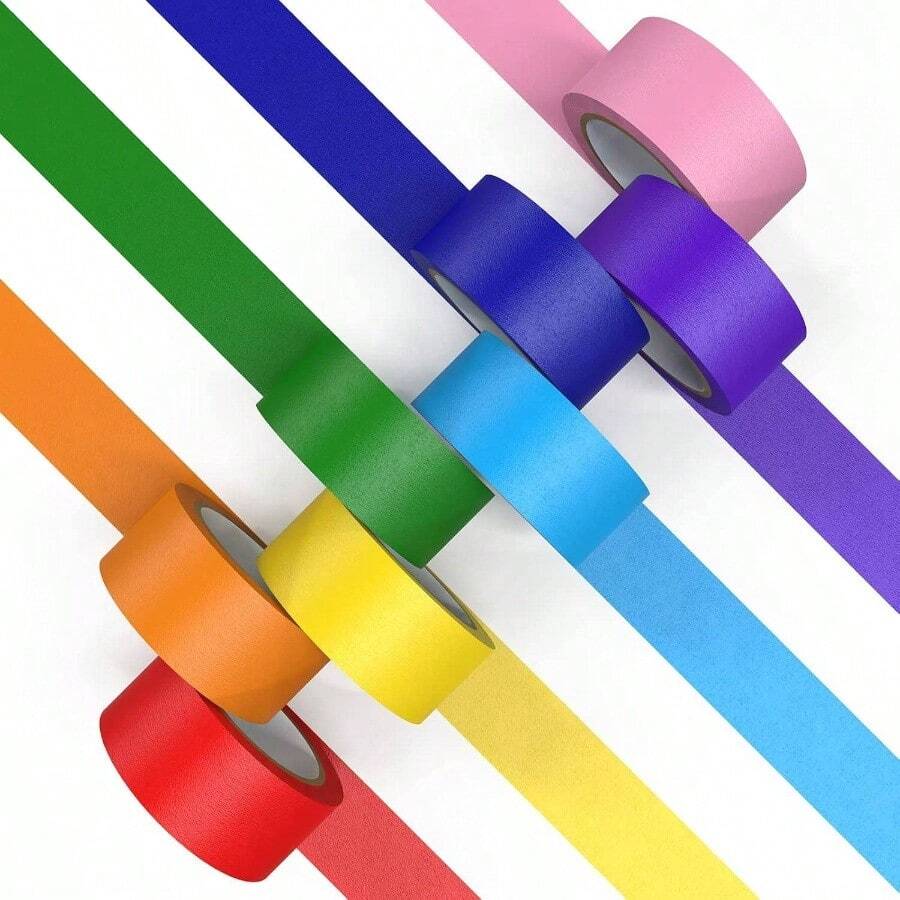 Colored Masking Tape, Color Painters Tape, 9 Rolls 1 Inch Widex 19. Yards Each, Colorful Paper Tapes Colors Labeling Packing, Painter Tape Variety Pack, Tape - 8 Colors, 1 Inch X 14 Yards - View 1