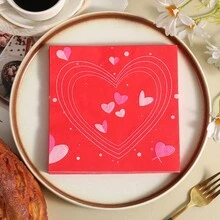 1 Pack, Unfolded Size 33*33cm, Folded Size 16.5*16.5cm, Popular Valentine's Day Heart-Shaped Party Napkins, Printed Handkerchief Tissues, Disposable Paper Towels, Suitable For Holidays, Employee Benefits, Anniversary Celebrations, Business Gifts, Grand Openings, And Other Occasions - Multicolor - View 13
