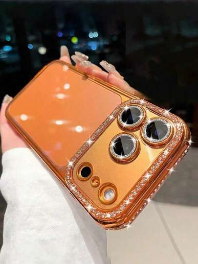 奢华电镀水钻透明手机壳，兼容 17 Pro Max、17 Pro、16、15、14、13、12 Pro Max、14、15、16 Plus、11、17、13，闪亮亮片镜头保护套