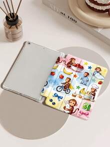 Funda protectora con diseño de monos en acuarela, compatible con iPad 9.7/10.2/10.5/10.9/12.9/Pro 11, 10ma generación, compatible con Samsung Galaxy Tab S6 Lite 10.4 pulgadas, compatible con Kindle Paperwhite 12ma generación 2024, Kindle (11va generación) lanzamiento 2022, protección antichoque suave, soporte inteligente/activación y suspensión automática