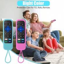 AWYY2 Pack Case For Roku Express/Streaming Stick/Premiere - Silicone Cover For  Roku TV Remote Sleeve Skin Smart TV Remote Sleeve With Loop Protective Cover Glow Blue + Pink - 發光藍粉色不發光 - 查看 4