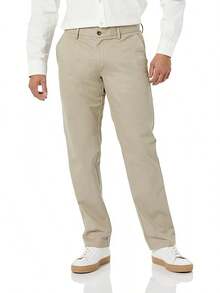 Men's Straight-Fit Wrinkle-Resistant Flat-Front Chino Pant - Style - Khaki Beige - View 12