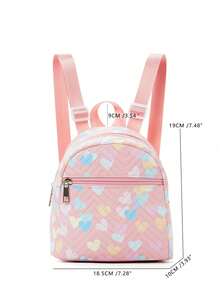 1 pieza de mochila mini acolchada de PU multicolor arcoíris, mochila casual de mujer, mochila de senderismo, mochila de viaje, mochila pequeña de almacenamiento - Rosa - Ver 2