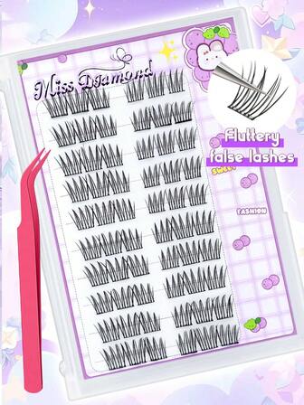 60pcs Glue-Free Delicate False Eyelashes - 10-13mm Combo, No Glue Needed For Easy Application, Helps You DIY Eye Makeup Effortlessly To Enhance Eye Appeal, Suitable For Daily, Work, School, Dates, Music Festivals, Ramadan, New Year And Other Occasions, Comes With Tweezers, Great For Beginners