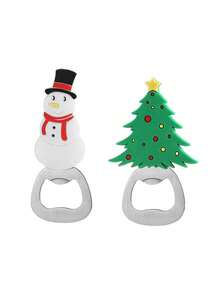 3pcs Christmas Magnetic Bottle Opener, Cute Cartoon Stainless Steel Beer And Soda Water Bottles, Christmas Patterns, Santa Claus, Christmas Tree, Snowman, Christmas Teddy Bear, Christmas Deer, Refrigerator Stickers, Catering Equipment And Supplies - Multicolor - View 13