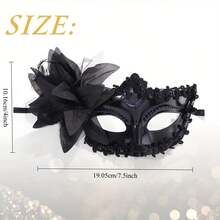 女士黑色威尼斯面具 - 花卉蕾丝舞会配饰。无需魔法，瞬间提升优雅气质。完美适用于狂欢节舞会和化装舞会。精湛工艺，细节精致。永恒经典，为任何特殊场合增添神秘与魅力。情人节装扮 - 彩色 - 查看 11