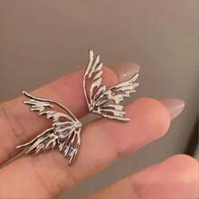 Fashion Simple Personality Versatile Butterfly Wing Ear Clip Integrated Earrings For Women Elegant Fairy Ear Cuff Niche Design Sense Personality Ear Jewelry - 銀色 - 查看 8