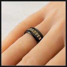 1pc 8mm Fashionable Jewelry Synthetic Zirconia Stone Minimalist Ring, Suitable For Daily Wear And Gifts For Teachers' Day, Valentine's Day, Independence Day, Anniversary, Father's Day, Graduation, Carnival, Easter - Black - View 5