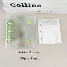 Mini 3-Hole Macaron Binder Covers, Double-Ring DIY Collection Book, 20pcs 3-Inch Small Card Storage Loose-Leaf Paper, Photo Album, Transparent Minimalist Handheld Notebook