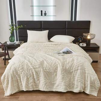 透气抓绒沙发毯，四季皆宜，超柔软蓬松，3D提花装饰毯 - 舒适柔软轻盈的法兰绒毯，适合所有季节，轻盈蓬松