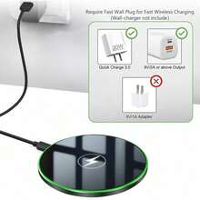 15W Wireless Charger, Compatible With IPhone 17/16/15/14/13/12 Pro/XS Max/Mini/X/XR, Inductive Fast Wireless Charging Pad, Compatible With Samsung Suitable For Office, Dorm, And Home Office Dorm Home Phone Charger - Black - View 4