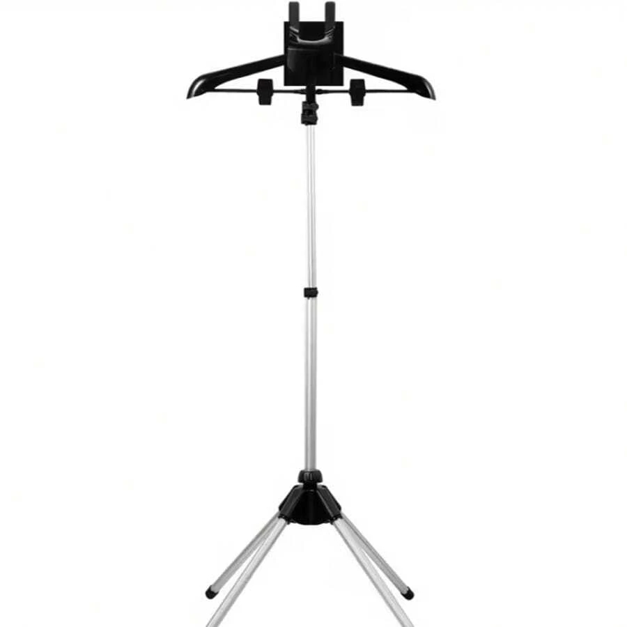 Folding Garment Steamer Stand With Rotating Hanger – Telescopic & Height-Adjustable Clothes Steaming Rack For Shirts, Dresses - Black - View 1
