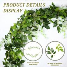 1/2/5件装 6.5英尺（约2米）人造紫藤花环，悬挂式仿真紫藤花环，人造植物藤蔓，装饰配件，适用于春季装饰、家居装饰、房间装饰、花园装饰、阳台装饰、墙面装饰、室内/室外装饰、卧室装饰、婚礼装饰、餐桌装饰、派对装饰、生日装饰、户外花园用品 - 彩色 - 查看 5