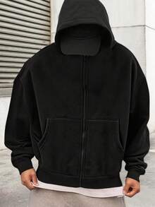 1 Stück Jungen/Teenager Minimalistischer, bequemer und vielseitiger Reißverschluss-Sweatjacke, einfarbig, warm für Frühling, Herbst und Winter