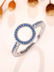 1 PC Fashion Cubic Zirconia Ring For Women For Wedding Engagement Party Jewelry Valentine's Day Gift - Blue - View 4