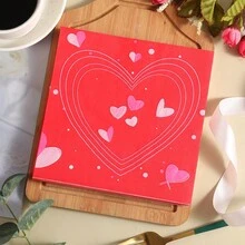 1 Pack, Unfolded Size 33*33cm, Folded Size 16.5*16.5cm, Popular Valentine's Day Heart-Shaped Party Napkins, Printed Handkerchief Tissues, Disposable Paper Towels, Suitable For Holidays, Employee Benefits, Anniversary Celebrations, Business Gifts, Grand Openings, And Other Occasions - Multicolor - View 5
