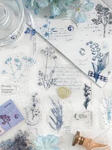 20pcs/Pack (10 Designs, 2 Of Each) Cute Plant Branches, Flowers, Leaves Stickers For Scrapbooking, Vintage English Notes, Collage Decoration, Diary DIY, Waterproof Transparent Stickers, Stationery Supplies Scrapbook Supplies - Multicolor - View 4