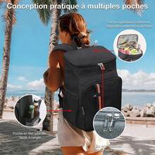 1pc Mochila Doble Bandolera de Gran Capacidad, Resistente para Camping y Deportes al Aire Libre en Tela Oxford - Negro - Ver 5