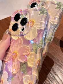 奢华油画元素时尚防震玻璃手机壳，兼容 17/17 Air/17 Pro/17 Pro Max/16/16 Pro/16 Plus/16 Pro Max/15 Pro Max/15 Pro/15/14 Pro Max/14 Pro/14/13 Pro Max/13 Pro/13/12 Pro Max/12 Pro/15/15 Pro Max，艺术家名见涉（Namami Wataru）作品，春季礼物，周年纪念日生日高级款 - 紫色 - 查看 6