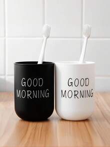 1PC Simple Toothbrush Holder, Bathroom Accessories, Toothpaste Holder, Mouthwash Cup, Drinking Cup, Scandinavian Simple Wash Mug, Home Mug, Bathroom Toothbrush And Mouthwash Mug, Frosted Textured Mug, Household Mouthwash Mug, Toothbrush Mug, Couple's Toothbrush Mug