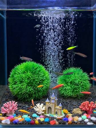 Aquarium Decor Plastic Artificial Aquatic Plants, Grass Balls, Grass Piles, Plastic Aquatic Plants, Aquarium Landscaping, Fake Plants, Micro Landscape Decor, Fake Flowers & Small Aquatic Plants