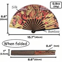 HAWTTerra Distribution Folding Fan [Japan Import] Hand Fans For Women Foldable Japanese Fan Unique Design Handmade Bamboo Silk Fan 8.6" 22cm Abanicos De Mano (555 (Tiger)) - 555老虎 - 查看 2