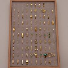 35pcs Luxury Geometric Asymmetrical Metal Rhinestone & Faux Pearl Ring Set (Sent Randomly Without Box)