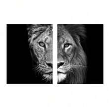 2pcs/Set Frameable Canvas Prints - Modern Minimalist African Lion & Tiger Black Background Art | Replaceable Canvas, Perfect Gift For Home Decor | Suitable For Bathroom, Office, Dorm, Living Room, Bedroom, Entryway, Tabletop & Sofa Background Hanging | PVC Hard Tube Packaging - Multicolor - View 13