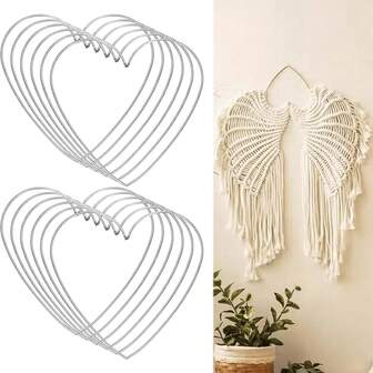 6 st 10/8 tums metallhjärtringar, för gör-det-själv drömfångare/vävringar, alla hjärtans dag-presenter och festdekorationer, väggbonader för bröllop, hantverksmaterial