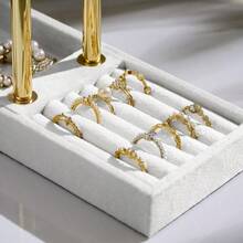 2 Tier Bracelet Holder Display - Detachable T Bar Beige Velvet Bracelet Holder Jewelry Holder Organizer For Bracelet Necklace Earrings Rings - trắng - Xem 3