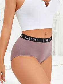 8Pcs Cotton Contrasting Belts, Fashionable And Slightly Tummy-Controlling Women's High-Waisted Briefs, Basic Women's Underwear - 彩色 - 查看 7