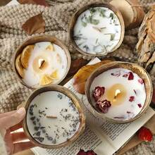 1/4 Pack, Fragrant Soy Coconut Wax Candles, Wooden Wick/Dried Flower Candles, Relaxation/Stress Relief/Meditation/Aromatherapy Candles, Home Decor Candles, Suitable For Daily Use, Holiday Gifts, Party Decorations, Gifts For Friends, Winter Gifts, Birthday Gifts, Valentine's Day Gifts (Rose, Lemon, Lavender, Mint)