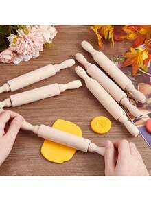 7pcs Mini Wooden Rolling Pins: High-Quality Wood, 360° Rotation, Comfortable Handle, Clear Texture, Durable - Ideal For Baking, Pizza, Pottery, And More. - Multicolor - View 2