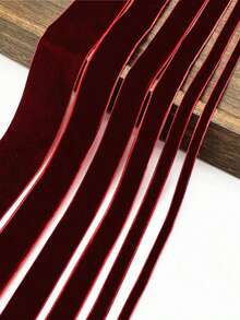 Velvet Ribbon Handmade Wedding Party Decoration Ribbon For Gift Wrapping DIY Hair Bowknot ,Luxurious Burgundy Velvet Ribbon, Soft Single Sided, Gift Wrapping Ribbon, DIY Jewelry Making - Red - View 1
