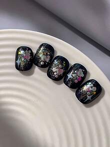 1张星光果冻多巴胺亮片美甲贴纸，甜美闪亮爱心装饰贴纸 - 彩色 - 查看 6