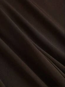 高腰双褶阔腿纯色复古简约百搭商务休闲纽扣裤 春季 - 咖啡棕 - 查看 3
