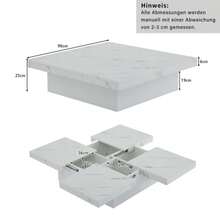 Modern White Square Coffee Table With Marble Look, 90 X 90 X 25 Cm – Four Drawers, Sliding Tabletop, Load Capacity Up To 30 Kg - White - View 4