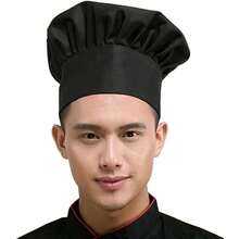 WSXC Hyzrz Chef Hat Set Of 2 Pack Adult Adjustable Elastic Baker Kitchen Cooking Chef Cap - màu đen - Xem 5