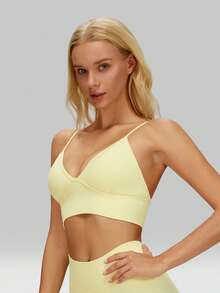 MFVIM Seamless Yoga Bra Top, With Adjustable Straps, Quick-Dry Activewear Shirt, Suitable For Running And Workout, Breathable, Women Fitness Apparel - Light Yellow - View 7