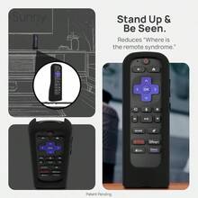 AWYYGripStand™ Remote Cover: Compatible With AirTag And Tile Mate Fits Roku Express 4K+ Voice/HDR With Side Buttons Streaming Stick 4K Stands Upright Secure Grip Black Ultra By 73andSunny - Siêu đen - Xem 3