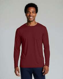 4 Pack: Men's Dry-Fit Active Athletic Long Sleeve Pocket Crew-Shirt Outdoors UPF 50 (S-5XLT), Breathable,-Wicking - Set 8 - View 2
