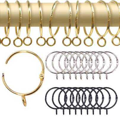 10Pcs/30Pcs/50Pcs Curtain Rings, Eyelet Curtain Rings, 3.8cm/1.5inch Metal Curtain Rings, Hanging Rings And Curtain Hooks, Suitable For Living Room, Bedroom Curtains, Shower Curtain Hooks (Gold, Black, Silver)