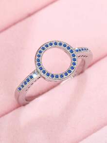 1 PC Fashion Cubic Zirconia Ring For Women For Wedding Engagement Party Jewelry Valentine's Day Gift - Blue - View 13