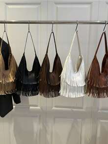 Long Tassels Women Handbag Fashion Shoulder Bags For Ladies Hand Bag Soft PU Leather Casual Hobos Armpit Bag Female Tote - Multicolor - View 12