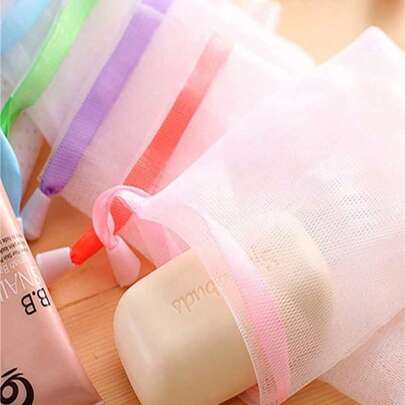 1 chiếc lưới tạo bọt có dây rút màu ngẫu nhiên, lưới đựng xà phòng, lưới tạo bọt rửa mặt, làm sạch bảo vệ da, tạo nhiều bọt hơn, thích hợp cho phòng tắm gia đình, du lịch, trang trí phòng tắm ký túc xá, mùa thu, trang trí nhà cửa cho năm học mới.