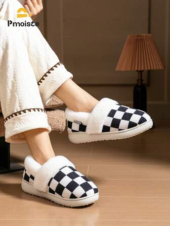 Winter Women's Slippers Thickened Plush One-Piece Indoor/ Outdoor Shoes Cold-Resistant Non-Slip Wear-Resistant Neutral Flat Slipper