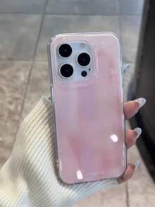 粉色渐变奢华珍珠贝母时尚手机壳，可爱3D渐变闪粉手机壳，兼容 17 Pro Max、17 Pro、17 Air、16、15、14 Plus、13、12 Pro Max、11，奢华闪亮保护软壳，春季生日礼物 - 暈染粉紅色 - 查看 3